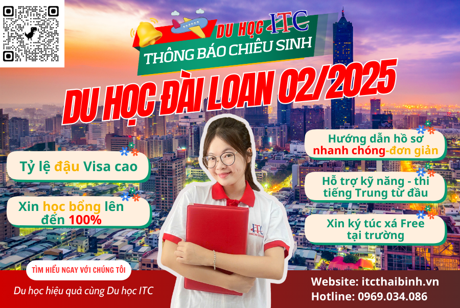 Trung tâm tư vấn du học ITC thông báo tuyển sinh Du học Đài Loan kỳ mùa xuân năm 2025