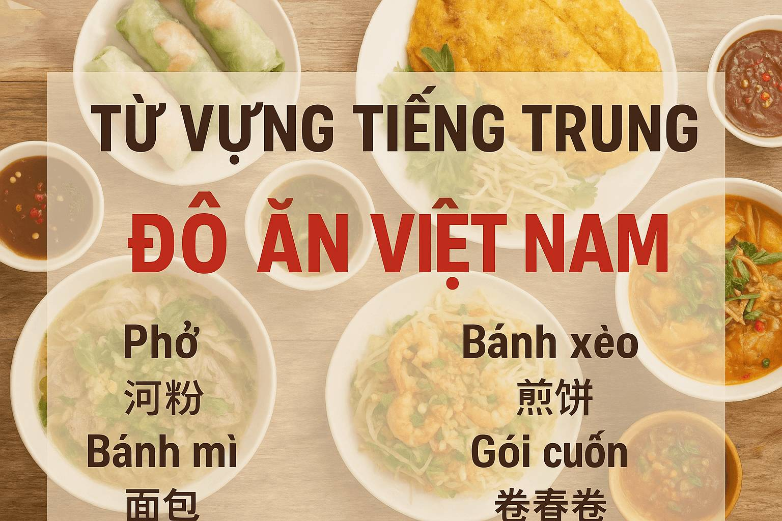 50+ Từ vựng Tiếng Trung về đồ ăn Việt Nam