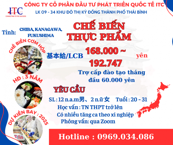 Đơn hàng chế biến thực phẩm - VÙNG KANTO