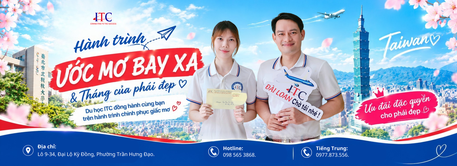 Ngày hội nhập học - Du học Đài Loan, Nhật Bản cùng ITC. Tặng giáo trình, tặng khóa học A1/N5, học thử 2 buổi. Hotline 0977 660 230